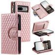 For Google Pixel 7a Glitter Lattice Zipper Wallet Leather Phone Case(Rose Gold) - Google Cases by PMC TechLife | Online Shopping South Africa | PMC TechLife | Buy Now Pay Later Mobicred