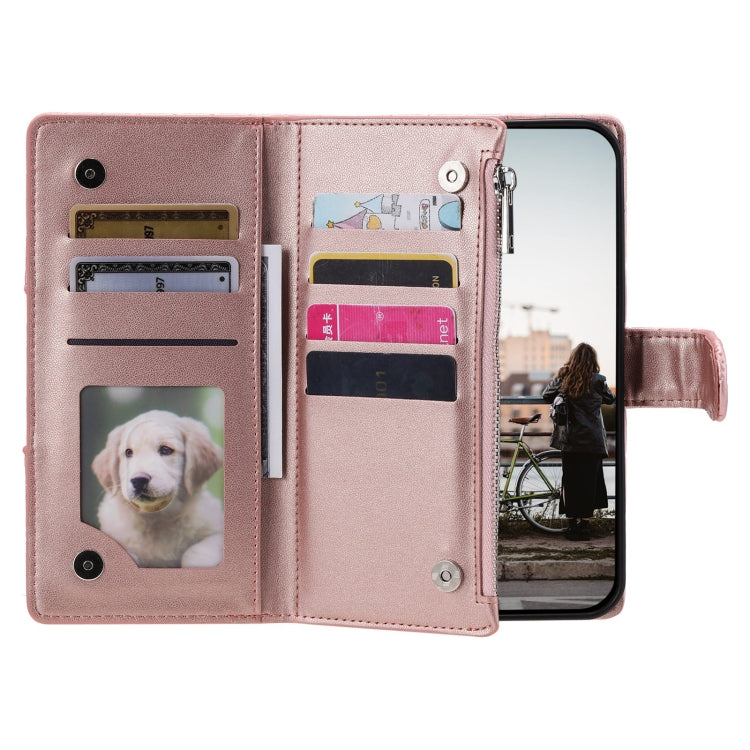 For Google Pixel 8 Pro Glitter Lattice Zipper Wallet Leather Phone Case(Rose Gold)