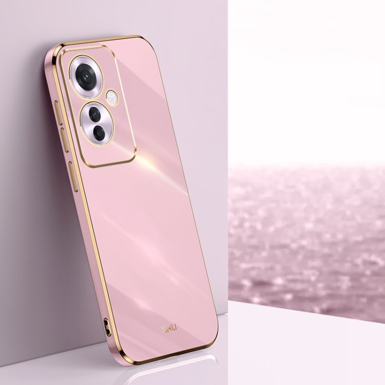 For OPPO Reno11 F XINLI Straight Edge 6D Electroplate TPU Phone Case(Cherry Purple) - free shipping - PMC Jewellery - Order now!