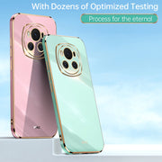 For Honor Magic6 5G XINLI Straight 6D Plating Gold Edge TPU Phone Case(Mint Green)