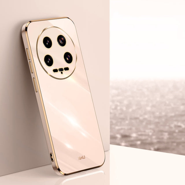 For Xiaomi 14 Ultra 5G XINLI Straight Edge 6D Electroplate TPU Phone Case(Pink)