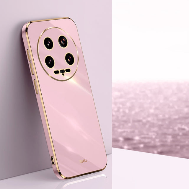 For Xiaomi 14 Ultra 5G XINLI Straight Edge 6D Electroplate TPU Phone Case(Cherry Purple)
