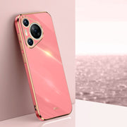 For Huawei Pura 70 XINLI Straight 6D Plating Gold Edge TPU Phone Case(Hawthorn Red)