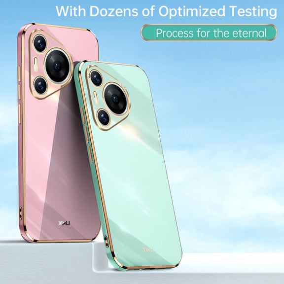 For Huawei Pura 70 XINLI Straight 6D Plating Gold Edge TPU Phone Case(Cherry Purple)