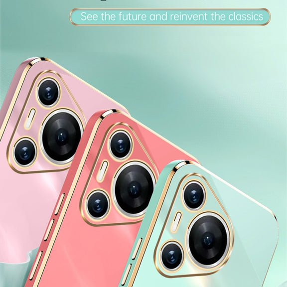 For Huawei Pura 70 XINLI Straight 6D Plating Gold Edge TPU Phone Case(Cherry Purple)