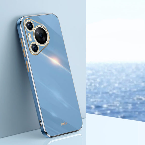For Huawei Pura 70 Pro / Pura 70 Pro+ XINLI Straight 6D Plating Gold Edge TPU Phone Case(Celestial Blue)