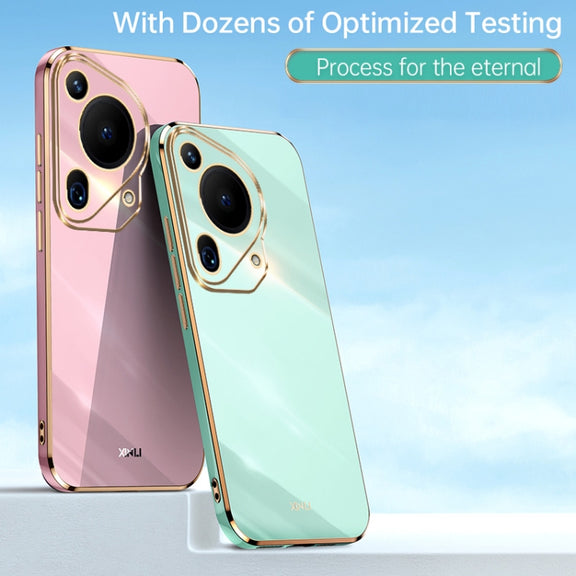 For Huawei Pura 70 Ultra XINLI Straight 6D Plating Gold Edge TPU Phone Case(Pink)