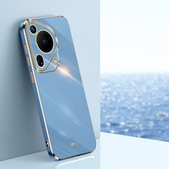 For Huawei Pura 70 Ultra XINLI Straight 6D Plating Gold Edge TPU Phone Case(Celestial Blue)
