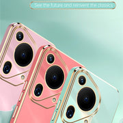 For Huawei Pura 70 Ultra XINLI Straight 6D Plating Gold Edge TPU Phone Case(Black)