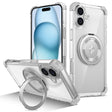 For iPhone 16 Gold Shield CD Pattern MagSafe Magnetic Phone Case with Rotating Stand(Transparent) - iPhone 16 Cases by PMC TechLife | Online Shopping South Africa | PMC TechLife | Buy Now Pay Later Mobicred