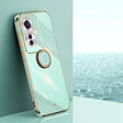 For OPPO Reno11 F XINLI Straight Edge 6D Electroplate TPU Phone Case with Ring Holder(Mint Green) - Reno11 F Cases by XINLI | Online Shopping South Africa | PMC Jewellery | Buy Now Pay Later Mobicred
