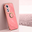 For OPPO Reno11 F XINLI Straight Edge 6D Electroplate TPU Phone Case with Ring Holder(Hawthorn Red) - free shipping - PMC Jewellery - Order now!