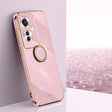 For OPPO Reno11 F XINLI Straight Edge 6D Electroplate TPU Phone Case with Ring Holder(Cherry Purple) - OPPO Cases by XINLI | Online Shopping South Africa | PMC Jewellery | Buy Now Pay Later Mobicred