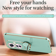 For OPPO Reno11 F XINLI Straight Edge 6D Electroplate TPU Phone Case with Ring Holder(Cherry Purple)