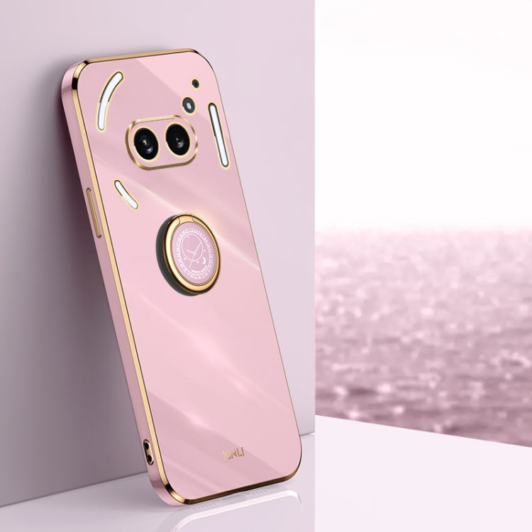 For Nothing Phone 2A XINLI Straight Edge 6D Electroplate TPU Phone Case with Ring Holder(Cherry Purple) - Nothing Cases by XINLI | Online Shopping South Africa | PMC Jewellery | Buy Now Pay Later Mobicred