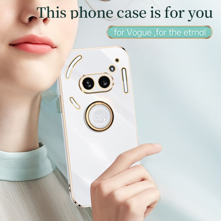 For Nothing Phone 2A XINLI Straight Edge 6D Electroplate TPU Phone Case with Ring Holder(Pink)