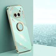 For Nothing Phone 2A XINLI Straight Edge 6D Electroplate TPU Phone Case with Ring Holder(Mint Green)