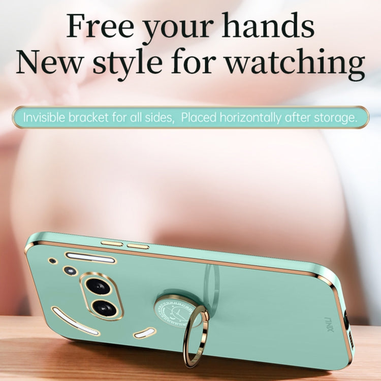 For Nothing Phone 2A XINLI Straight Edge 6D Electroplate TPU Phone Case with Ring Holder(Mint Green)