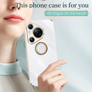 For Huawei Pura 70 XINLI Straight 6D Plating Gold Edge TPU Shockproof Case with Ring Holder(Mint Green)