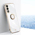 For Meizu 20 5G XINLI Straight Edge 6D Electroplate TPU Phone Case with Ring Holder(White) - Meizu by XINLI | Online Shopping South Africa | PMC TechLife | Buy Now Pay Later Mobicred