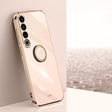 For Meizu 20 Pro 5G XINLI Straight Edge 6D Electroplate TPU Phone Case with Ring Holder(Pink) - Meizu by XINLI | Online Shopping South Africa | PMC TechLife | Buy Now Pay Later Mobicred