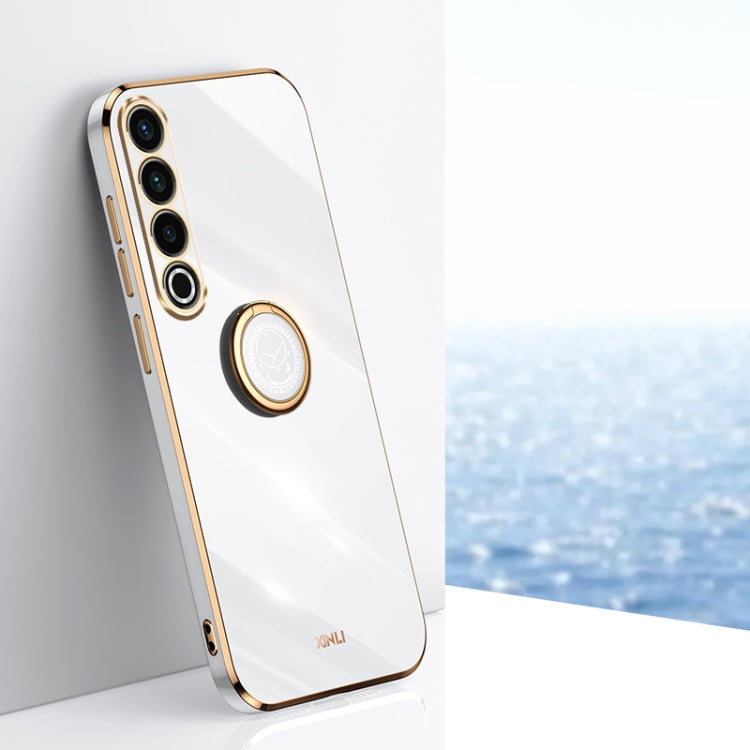 For Meizu 20 Pro 5G XINLI Straight Edge 6D Electroplate TPU Phone Case with Ring Holder(White) - More Brand by XINLI | Online Shopping South Africa | PMC Jewellery | Buy Now Pay Later Mobicred