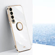 For Meizu 20 Pro 5G XINLI Straight Edge 6D Electroplate TPU Phone Case with Ring Holder(White) - More Brand by XINLI | Online Shopping South Africa | PMC TechLife | Buy Now Pay Later Mobicred