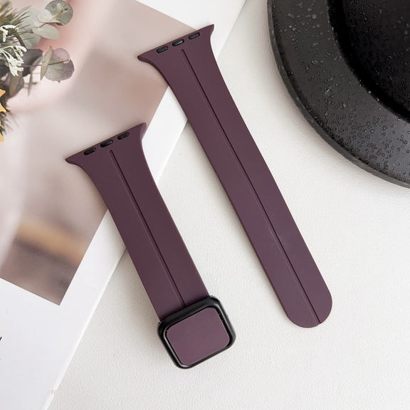 For Apple Watch SE 2023 40mm Magnetic Square Buckle Silicone Watch Band(Fruit Purple)