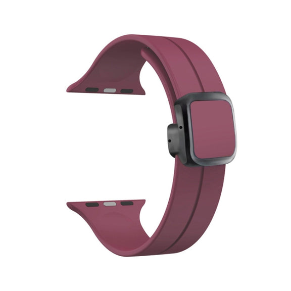 For Apple Watch SE 2023 40mm Magnetic Square Buckle Silicone Watch Band(Wine Red)