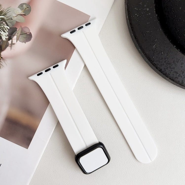 For Apple Watch Ultra 2 49mm Magnetic Square Buckle Silicone Watch Band(White)