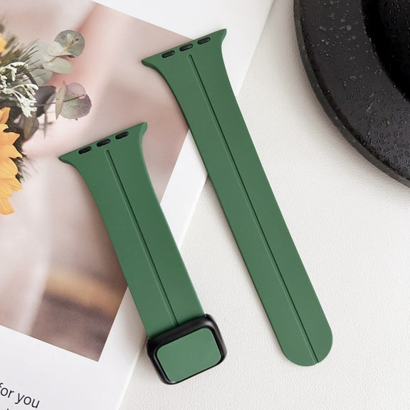 For Apple Watch Ultra 2 49mm Magnetic Square Buckle Silicone Watch Band(Alfalfa)