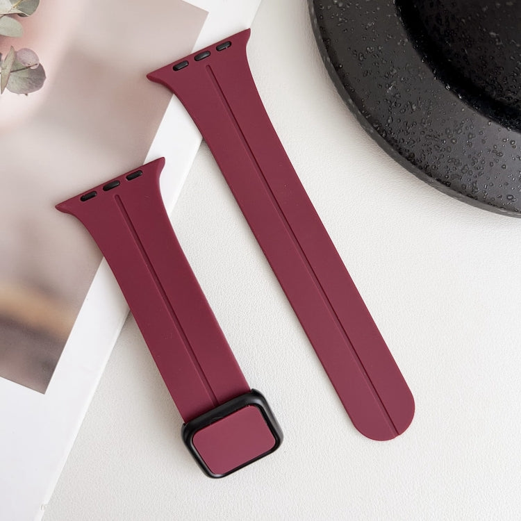 For Apple Watch Ultra 49mm Magnetic Square Buckle Silicone Watch Band(Wine Red) - free shipping - PMC TechLife - Order now!