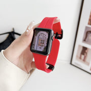 For Apple Watch Series 8 41mm Magnetic Square Buckle Silicone Watch Band(Red)
