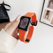 For Apple Watch Series 8 45mm Magnetic Square Buckle Silicone Watch Band(Orange)