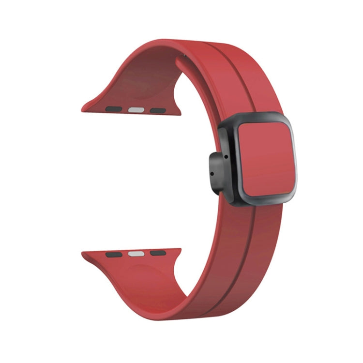 For Apple Watch Series 8 45mm Magnetic Square Buckle Silicone Watch Band(Red) - Watch Bands by PMC TechLife | Online Shopping South Africa | PMC TechLife | Buy Now Pay Later Mobicred