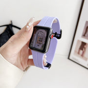 For Apple Watch SE 2022 40mm Magnetic Square Buckle Silicone Watch Band(Lilacs Purple)