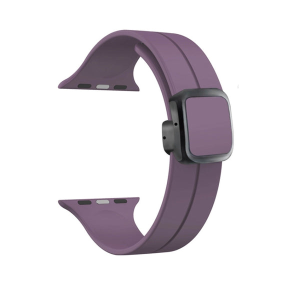 For Apple Watch SE 2022 44mm Magnetic Square Buckle Silicone Watch Band(Fruit Purple)