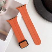 For Apple Watch Series 7 45mm Magnetic Square Buckle Silicone Watch Band(Orange)