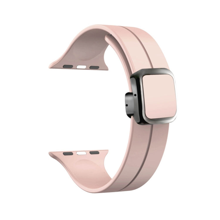 For Apple Watch Series 7 45mm Magnetic Square Buckle Silicone Watch Band(Sand Pink) - Watch Bands by PMC TechLife | Online Shopping South Africa | PMC TechLife