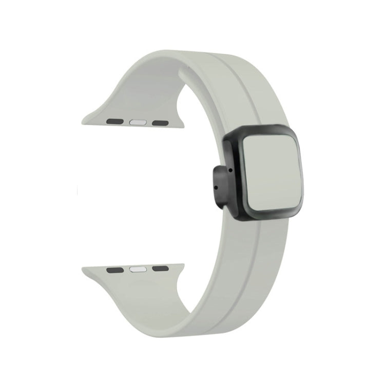 For Apple Watch Series 7 45mm Magnetic Square Buckle Silicone Watch Band(Midnight Blue)