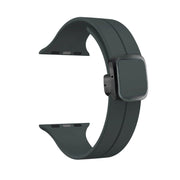 For Apple Watch SE 40mm Magnetic Square Buckle Silicone Watch Band(Dark Grey)