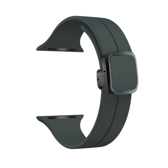 For Apple Watch SE 40mm Magnetic Square Buckle Silicone Watch Band(Dark Grey)