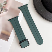 For Apple Watch SE 40mm Magnetic Square Buckle Silicone Watch Band(Pine Green)