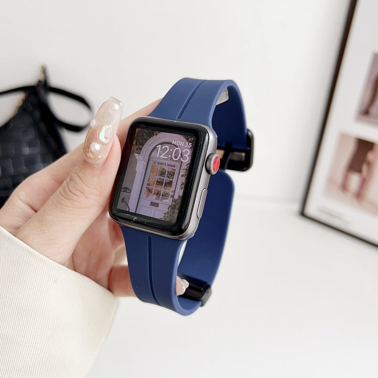 For Apple Watch SE 40mm Magnetic Square Buckle Silicone Watch Band(Midnight Blue) - free shipping - PMC TechLife - Order now!