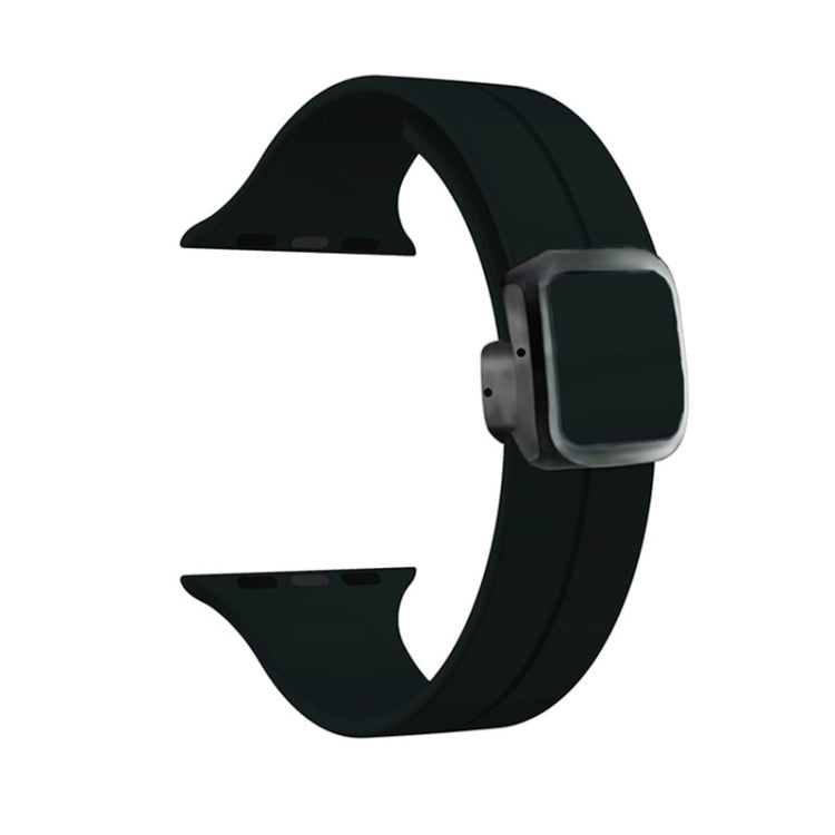 For Apple Watch Series 6 40mm Magnetic Square Buckle Silicone Watch Band(Black) - Watch Bands by PMC TechLife | Online Shopping South Africa | PMC TechLife