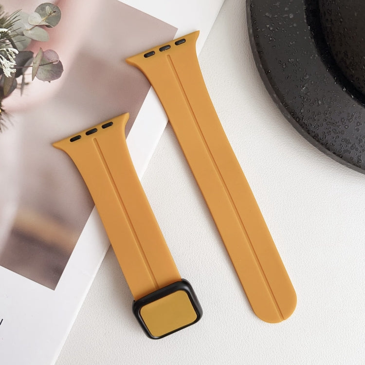 For Apple Watch Series 6 40mm Magnetic Square Buckle Silicone Watch Band(Yellow) - Watch Bands by PMC TechLife | Online Shopping South Africa | PMC TechLife