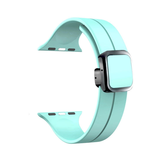 For Apple Watch Series 6 44mm Magnetic Square Buckle Silicone Watch Band(Sapphire Blue)