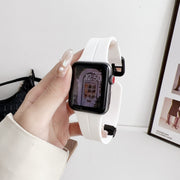 For Apple Watch Series 5 40mm Magnetic Square Buckle Silicone Watch Band(White)