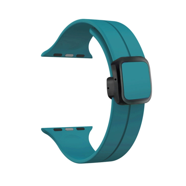 For Apple Watch Series 5 40mm Magnetic Square Buckle Silicone Watch Band(Rock Green) - Watch Bands by PMC TechLife | Online Shopping South Africa | PMC TechLife