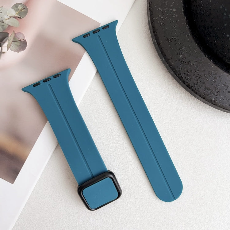 For Apple Watch Series 5 40mm Magnetic Square Buckle Silicone Watch Band(Rock Green) - Watch Bands by PMC TechLife | Online Shopping South Africa | PMC TechLife